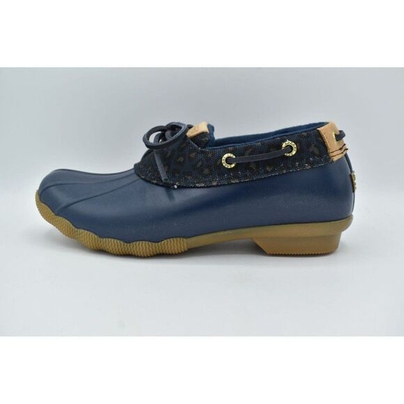 Sperry Womens Size 7 Saltwater 1 Eye Cheetah Navy Slip on Duck Boots Shoes - Picture 5 of 12